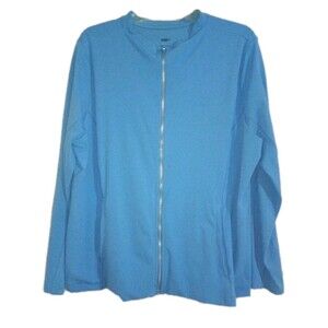 Nike Yoga Dri-FIT Women's 2X Full-Zip Jacket Blue Pockets